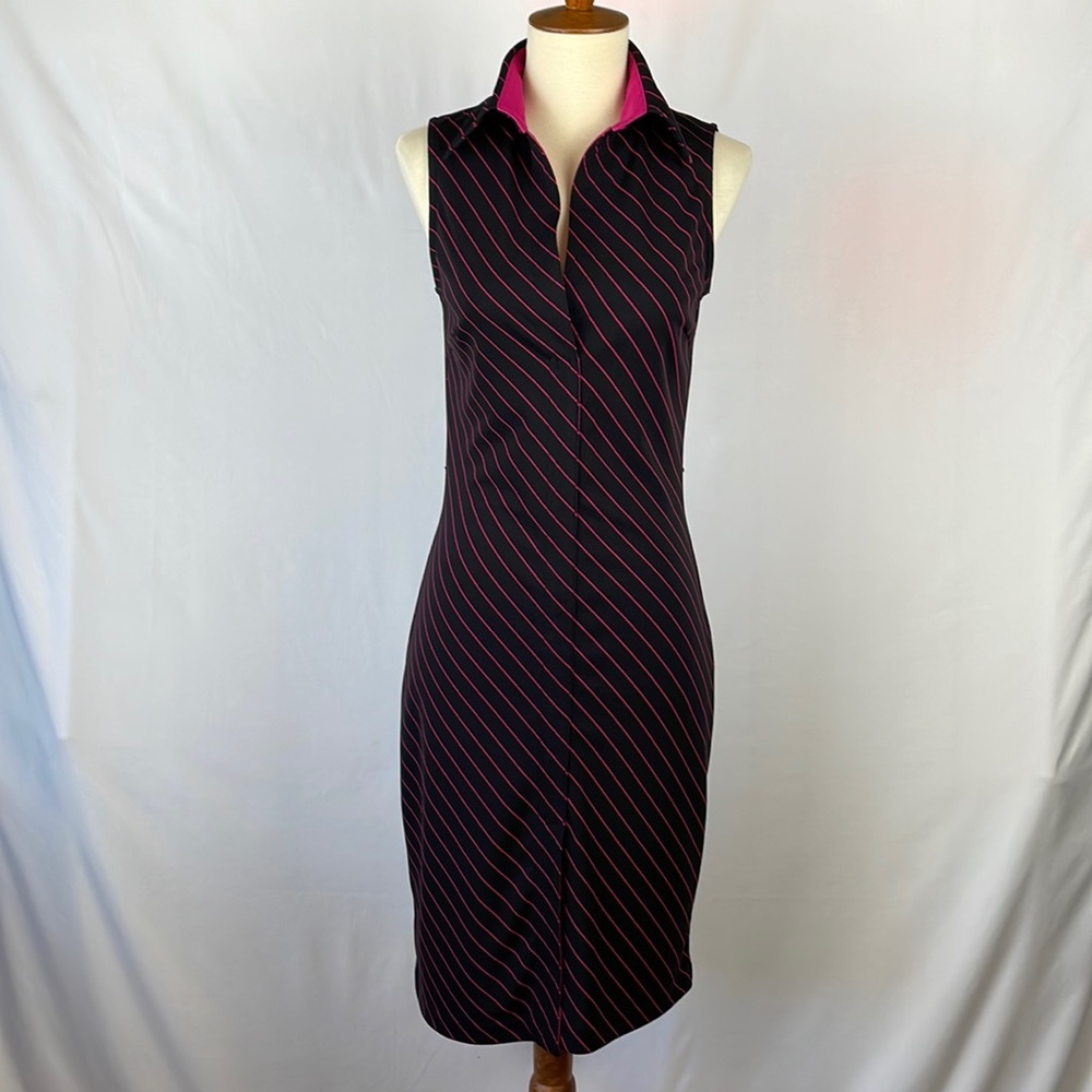 Express Black and Magenta Diagonal Striped Sleeveless Dress - Size 1/2 Juniors